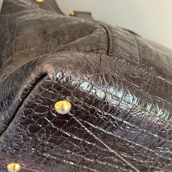 MIU MIU Brown St. Cocco Croc-Embossed Tote in Dark Brown Leather - Picture 7 of 16